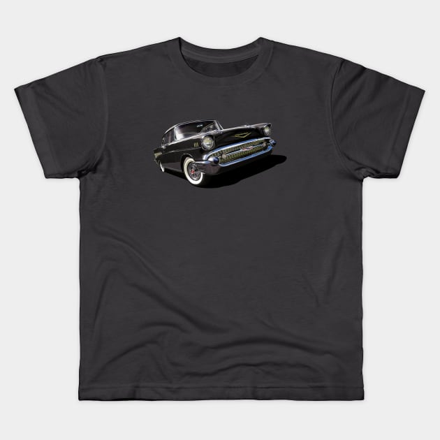 1957 chevrolet bel air in black Kids T-Shirt by candcretro